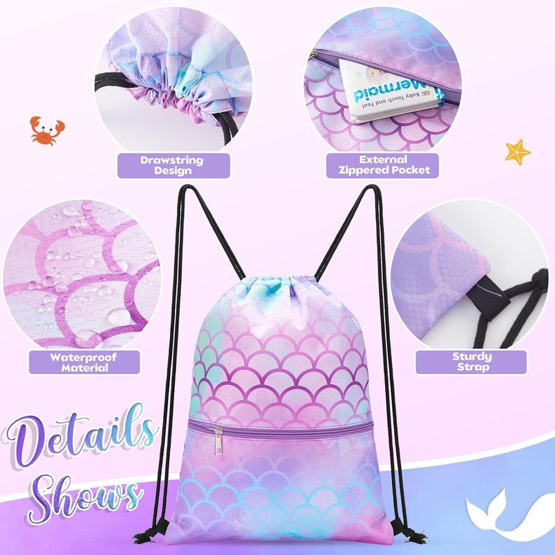 WAWSAM WAWASAM Kids Drawstring Backpack, Gym Swim Bag Cinch Bag for Girls Boys with Zipper Pocket - Image 2